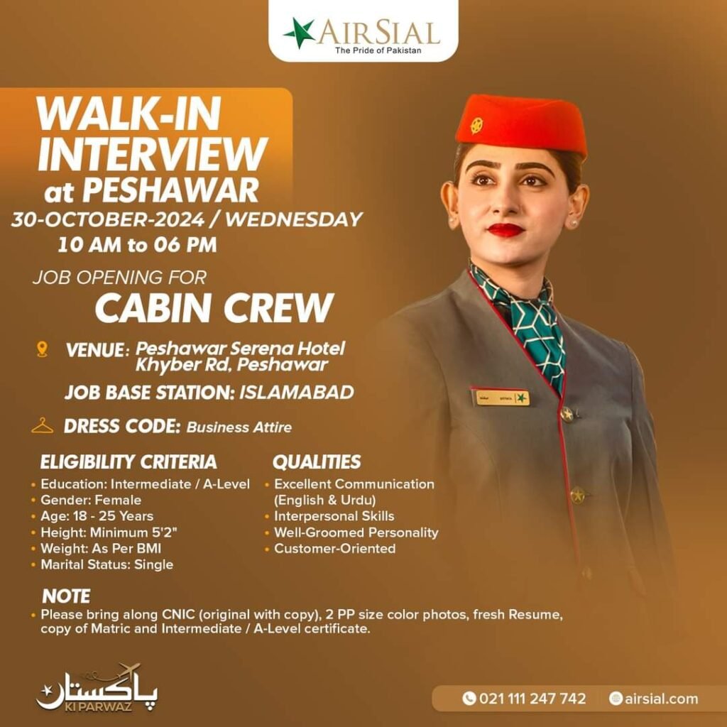 air sial jobs Air Sial hiring, walk-in interviews, airline career opportunities, cabin crew jobs, ground staff positions, customer service jobs, career